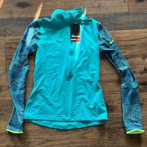 Nike Women's Teal and Navy Long Sleeve Top